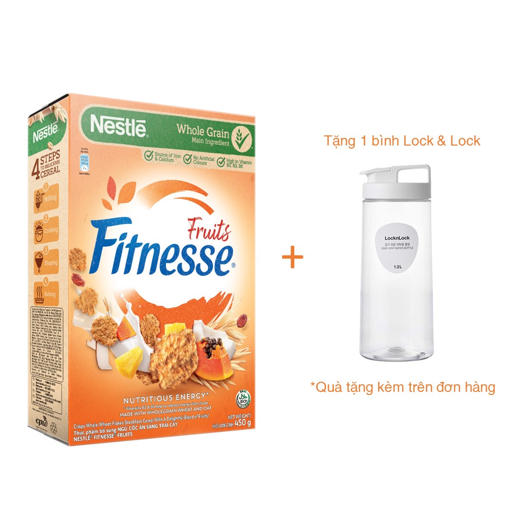 Ngũ cốc ăn sáng trái cây và yến mạch Fitnesse Fruits (450g) - [Tặng 1 bình Lock &amp; Lock]