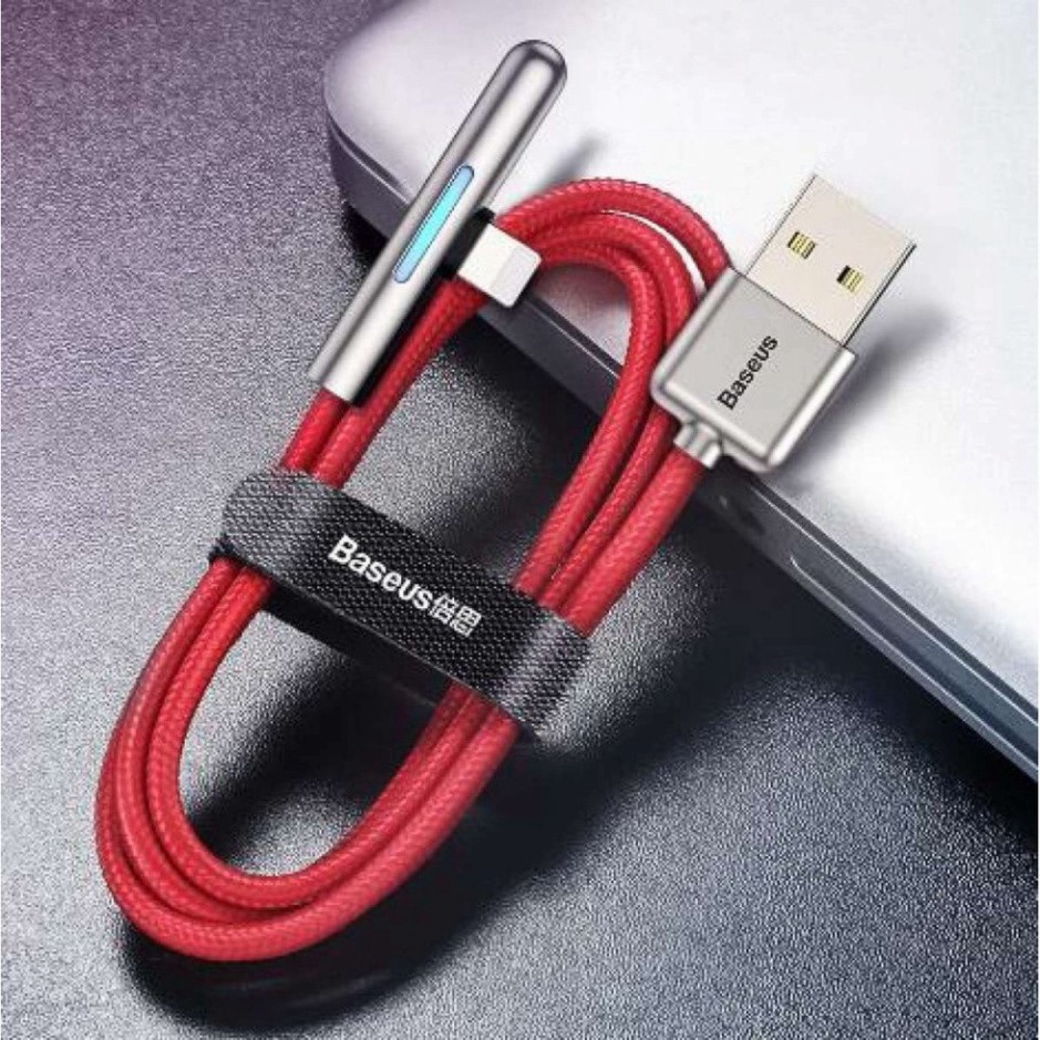 Cáp Sạc Và Truyền Dữ Liệu Gập 90 Độ USB To Lightning Có Đèn LED (2.4A) - Hàng Chính Hãng Baseus