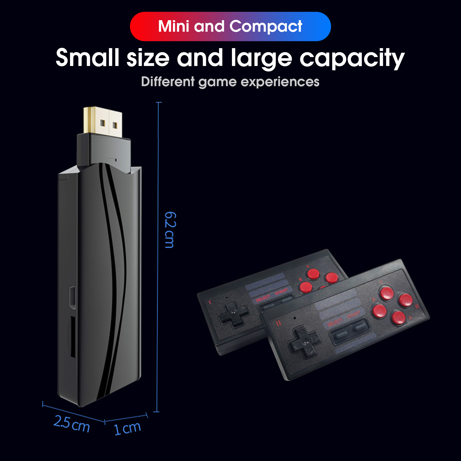 Bộ Điều Khiển Trò Chơi Cầm Tay Không Dây Retro 2.4g Đầu Ra HD Tích Hợp 628 Trò Chơi Cổ Điển Kép