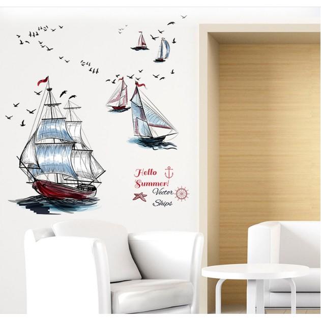 Decal trang trí tường - Thuyền Buồm Tranh Victor