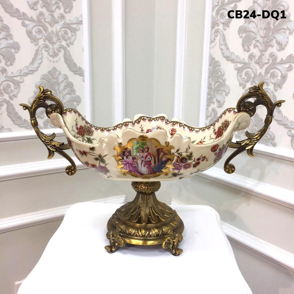 Mẫu đĩa đựng hoa quả họa tiết hình Châu Âu mang phong cách tân cổ điển sang trọng CB24-DQ1