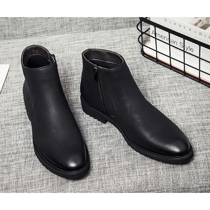 Giày Tây Boots nam cổ lửng Chelsea Boots Zip