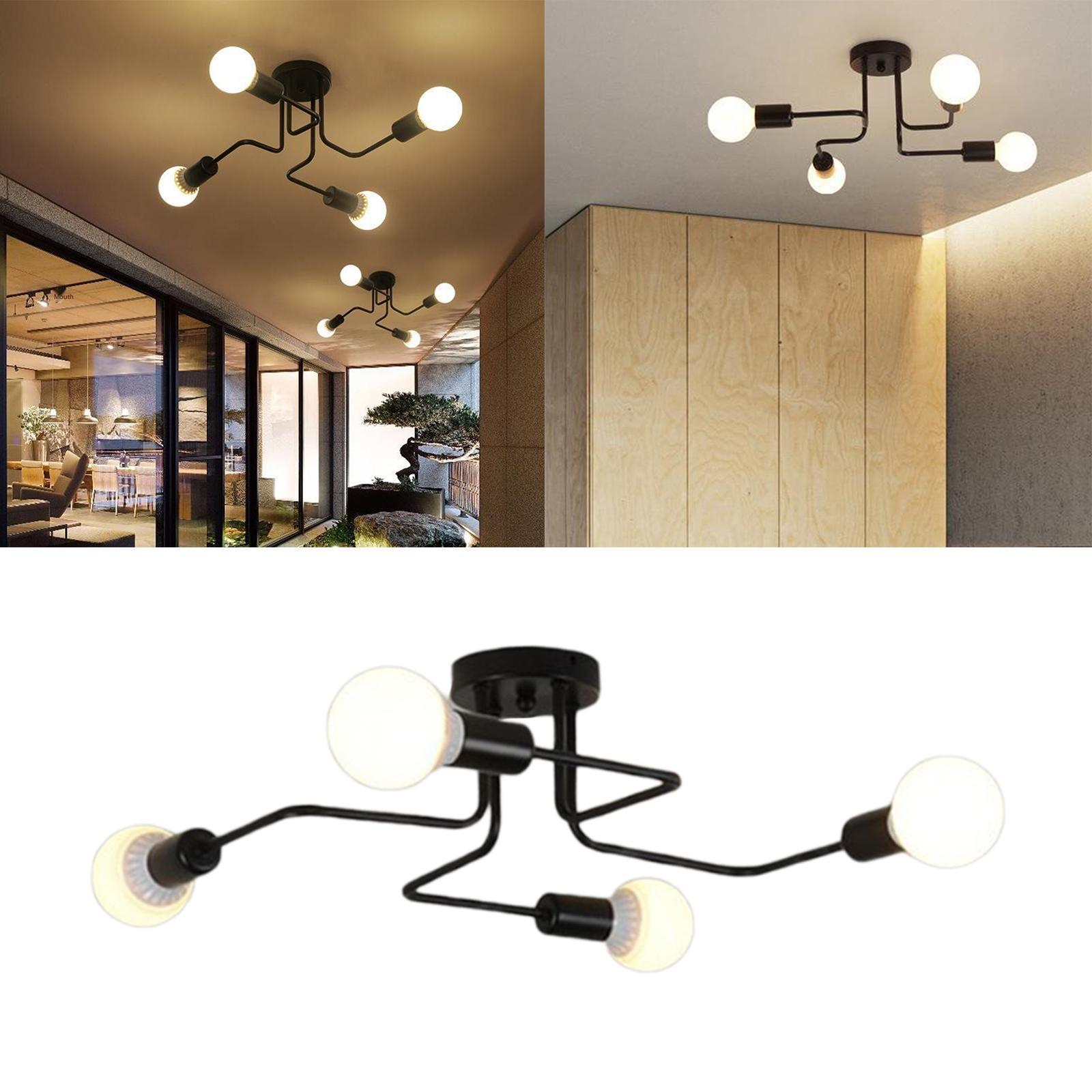 2X Ceiling Light Retro Wrought Iron Large Black Chandelier Ceiling Lamp 4-Head