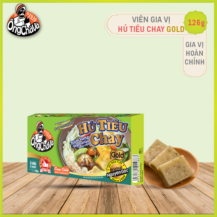 Viên Gia Vị Hủ Tiếu Chay Ông Chà Và Gold 126gr (Nam Vang Vegetable Soup Cubes)