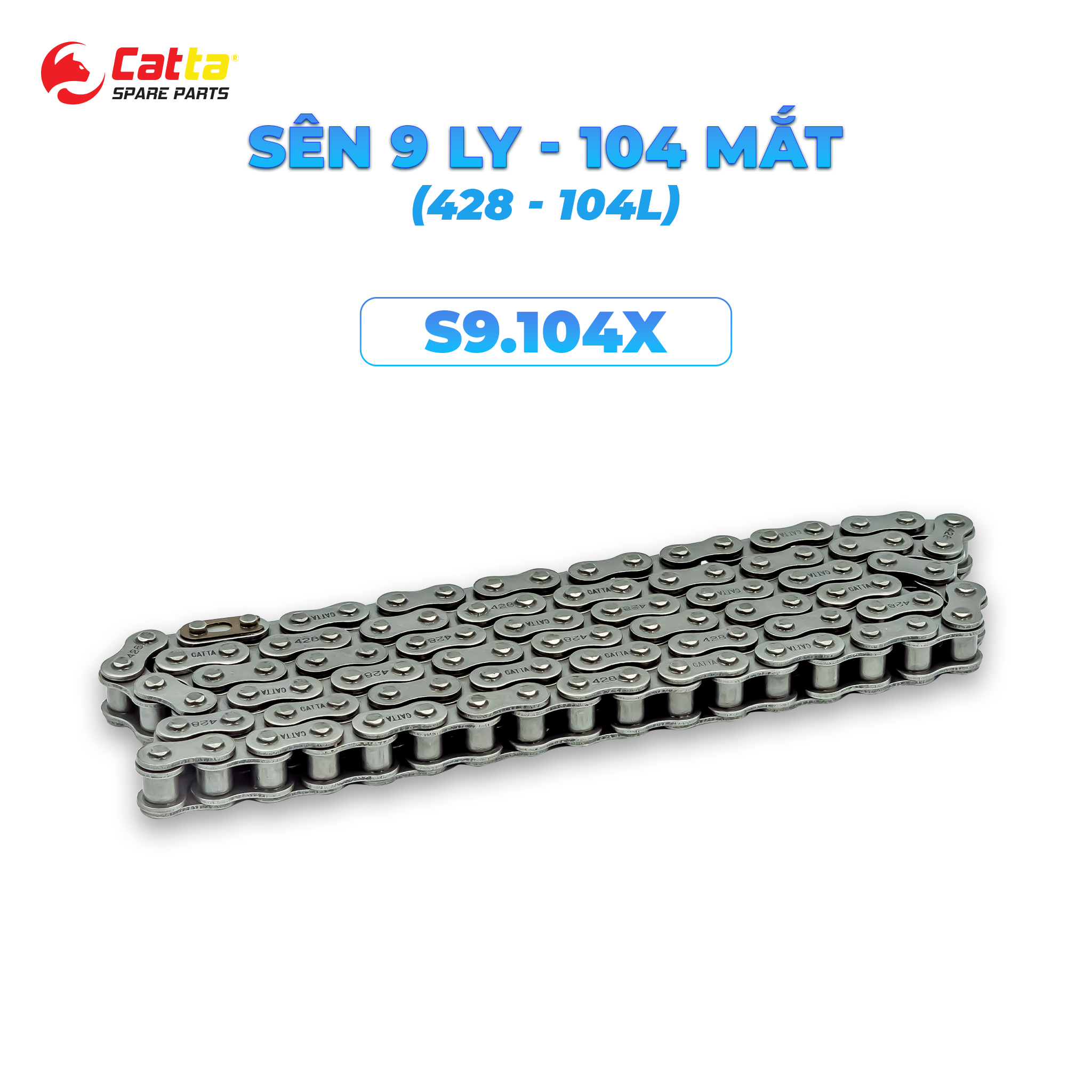 Sên 9ly Cho Xe Wave, Future, Sirius, Taurus, Jupiter, Dream - Sên 428 CATTA Màu Xám