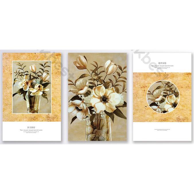 Combo 3 tranh Bó hoa sang trọng,Tranh dán tường 3d trang trí phòng khách phòng ngủ hiện đại  MS634368
