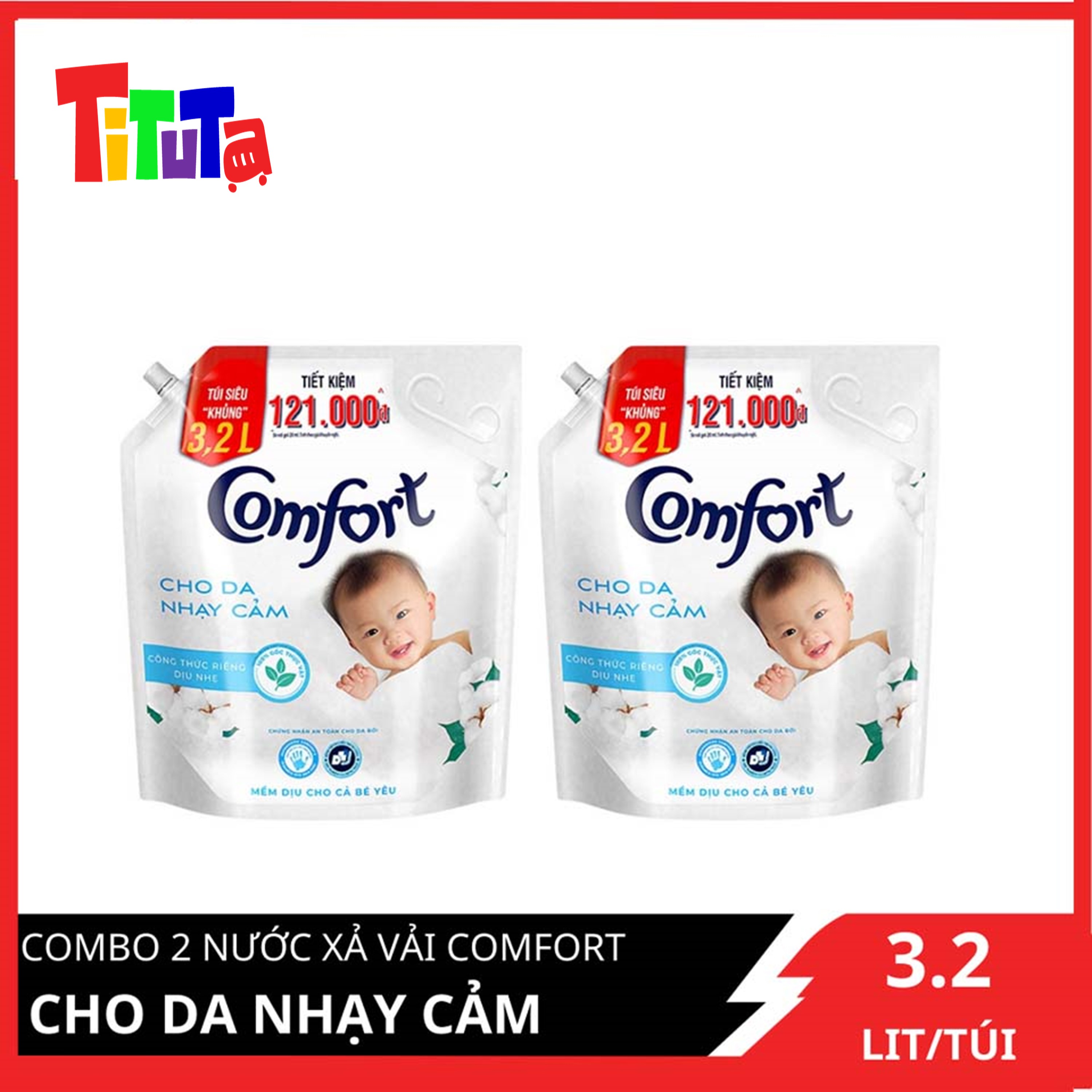 Hình ảnh COMBO 2 túi Nước xả vải Comfort Baby Cho Da Nhạy Cảm 3.2LX2