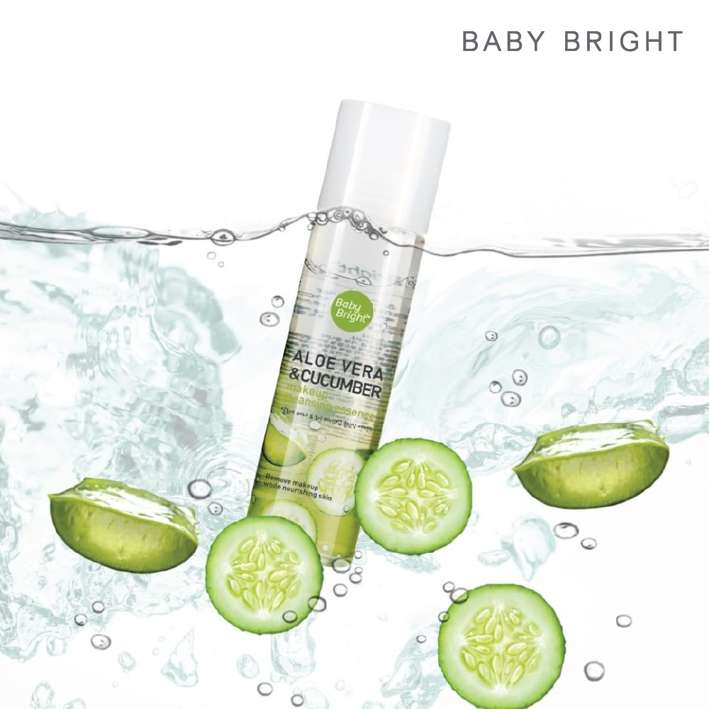 Nước tẩy trang lô hội dưa leo Baby Bright Aloe Vera &amp; Cucumber Make up Cleansing Essence 100ml