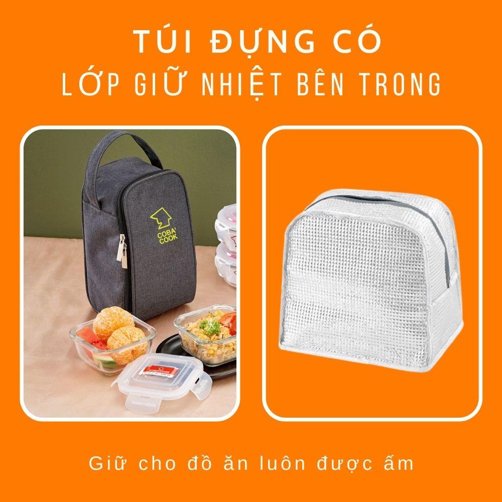 Bộ Hộp Cơm Văn Phòng COBACOOK 2 Hộp 1041ml 1 Hộp 400ml Và Túi Giữ Nhiệt- CCR4L13BB