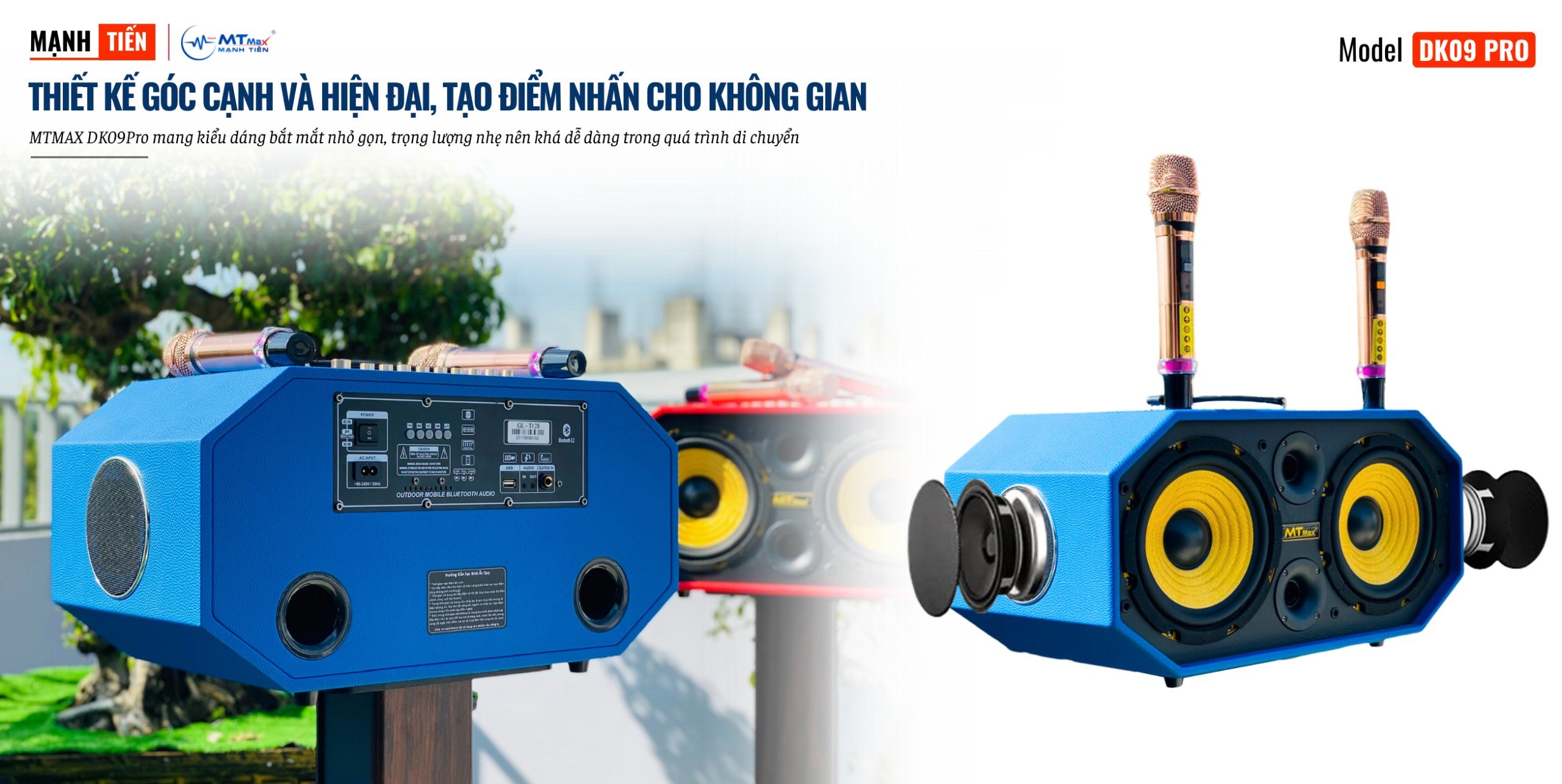 Loa Xách Tay Karaoke MTMAX DK09 Pro Âm Thanh Đa Hướng Hệ Thống 6 Loa 3 Đường Tiếng, 2 Bass 15 Công Suất Đến 450W HÀNG CHÍNH HÃNG