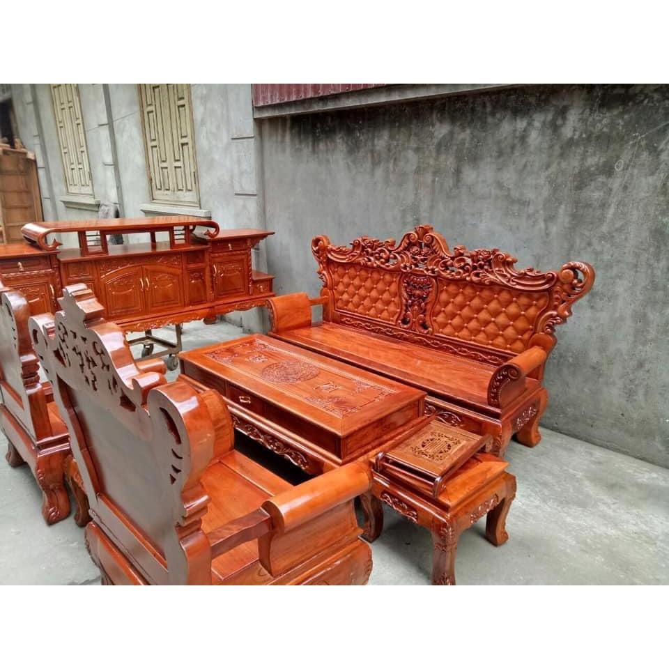 Bàn Ghế Luois Hoàng Gia gỗ Xà Cừ Đỏ