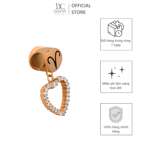 Charm Bạc 925 Danny Jewelry Cung Hoàng Đạo & Hình Trái Tim Đính Đá CZ PK018S Xi Rhodium