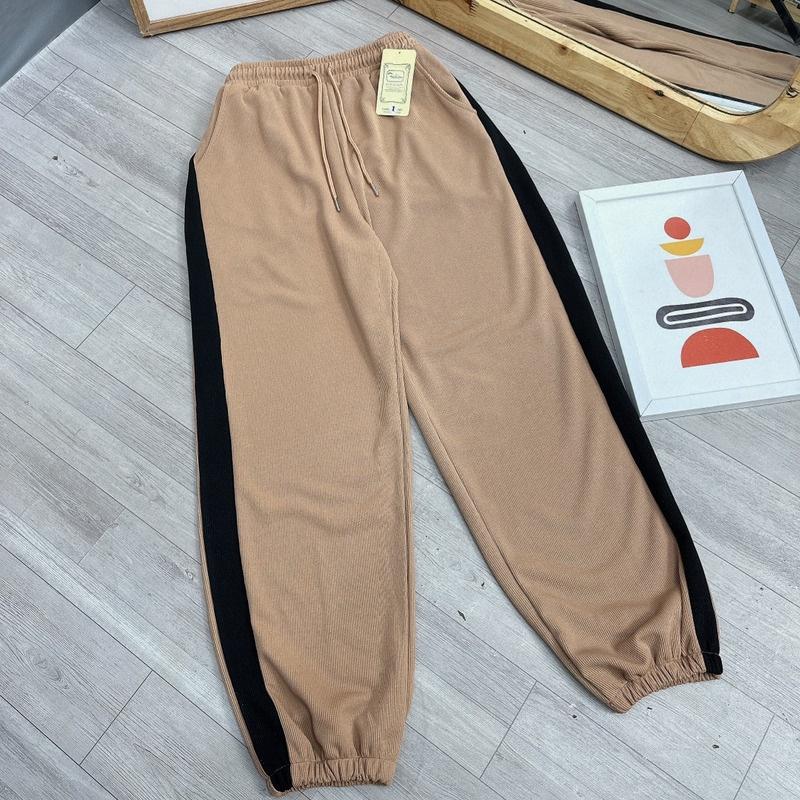 Quần jogger nữ bigsize nữ ống rộng bo gấu BIGSIZE CÔ NHỎ, Quần thể thao 58-95kg SSUON - Màu Nâu Socola