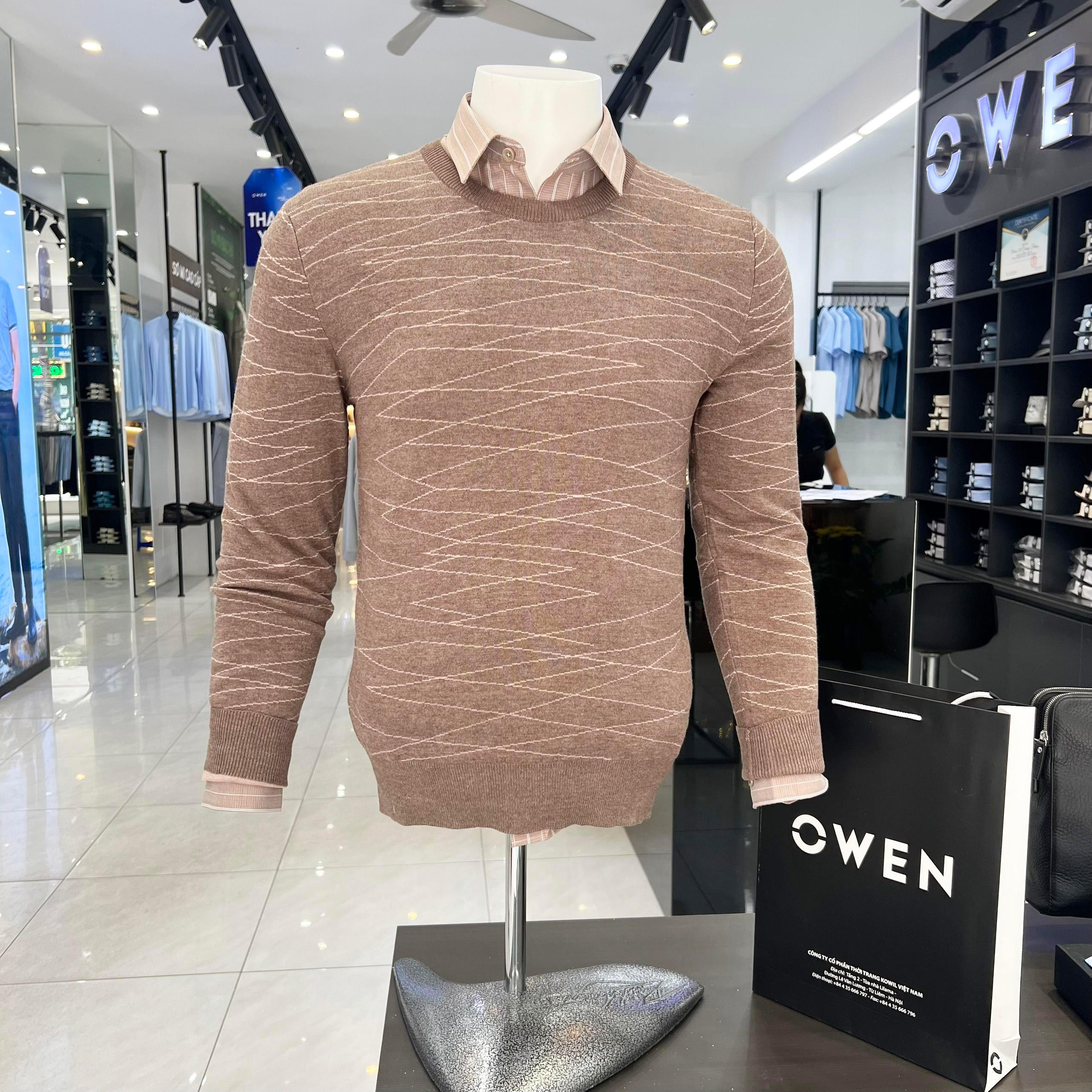 Áo len nam OWEN cổ tròn sợi cotton giữ ấm tốt, không xù mã ALD220751
