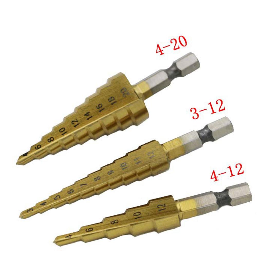 2 Pieces HSS Conical Drill Steel Titanium Drill Bit Set 3-12mm 4-12 / 20mm