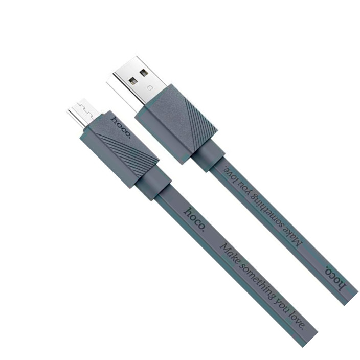 Cáp sạc nhanh 2.4A Hoco chuẩn Micro USB, cáp dẹt bọc dù siêu bền U34, dành cho Samsung, Huawei, Xiaomi, Oppo, Sony - Hàng chính hãng