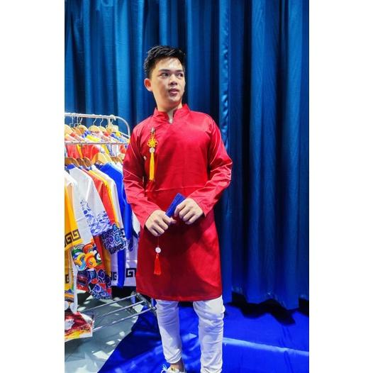 Áo dài nam các màu trơn phối dây tài lộc