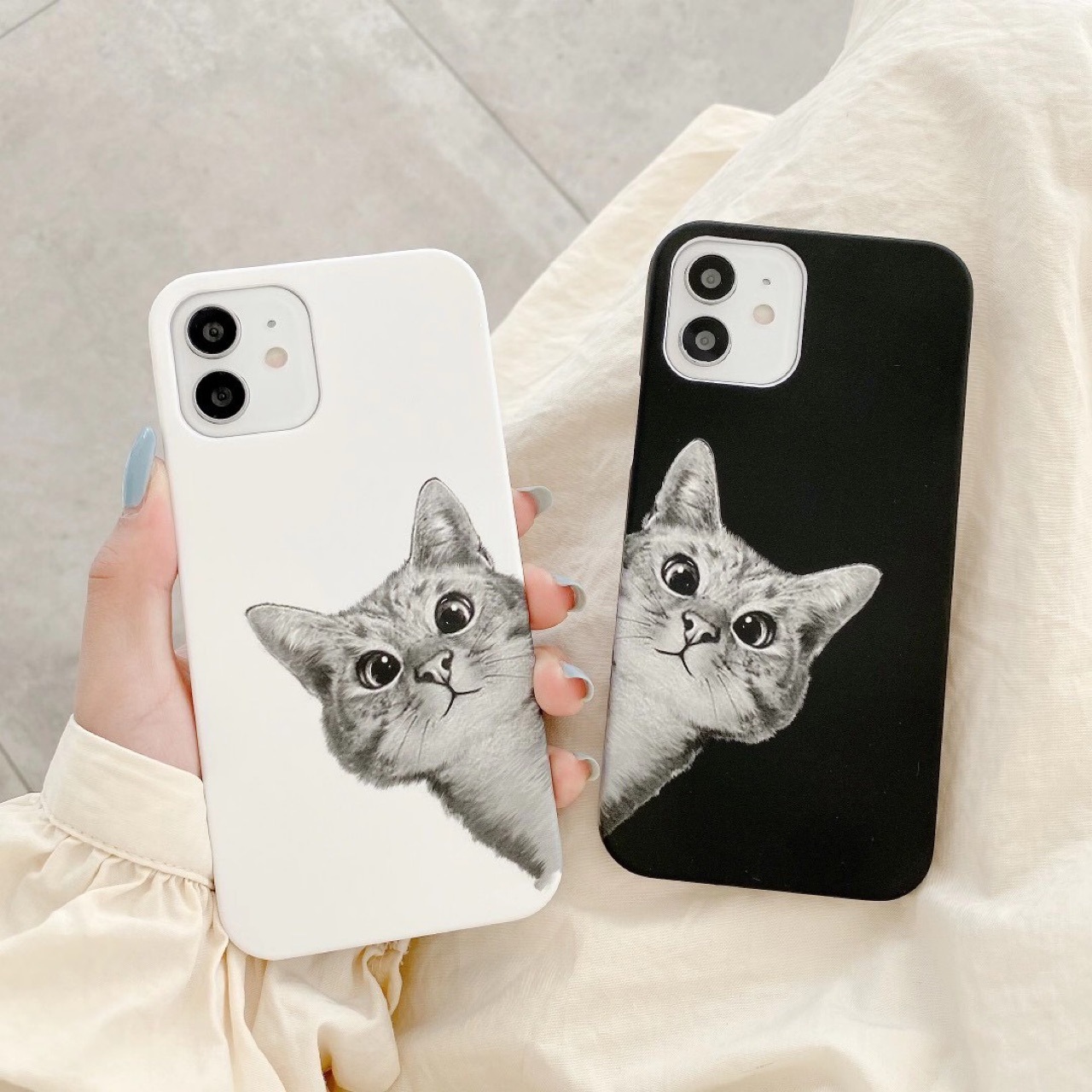 Ốp Lưng Hình Mèo Couple Cute dành cho iPhone 12 / 12 Pro / 12 Pro Max