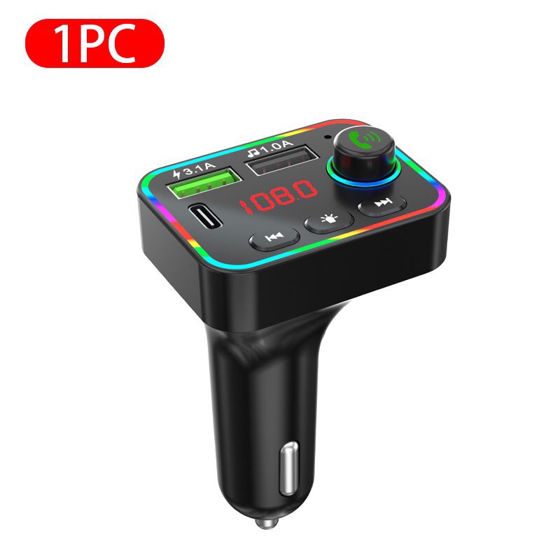 Bộ sạc ô tô, Bộ thu phát FM BT5.0 Máy nghe nhạc MP3 DC12-24V Bộ sạc USB PD kép Bluetooth không dây Rảnh tay với đèn đầy màu sắc