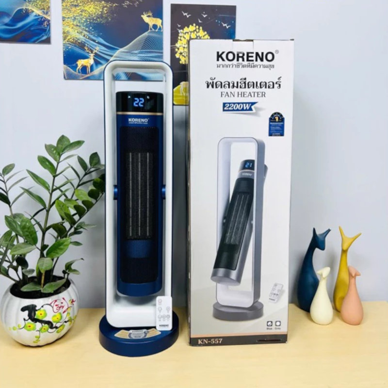 Quạt sưởi gốm Ceramic Koreno Thái Lan KN-557 công suất 2200W kèm khiển từ xa - Hàng chính hãng
