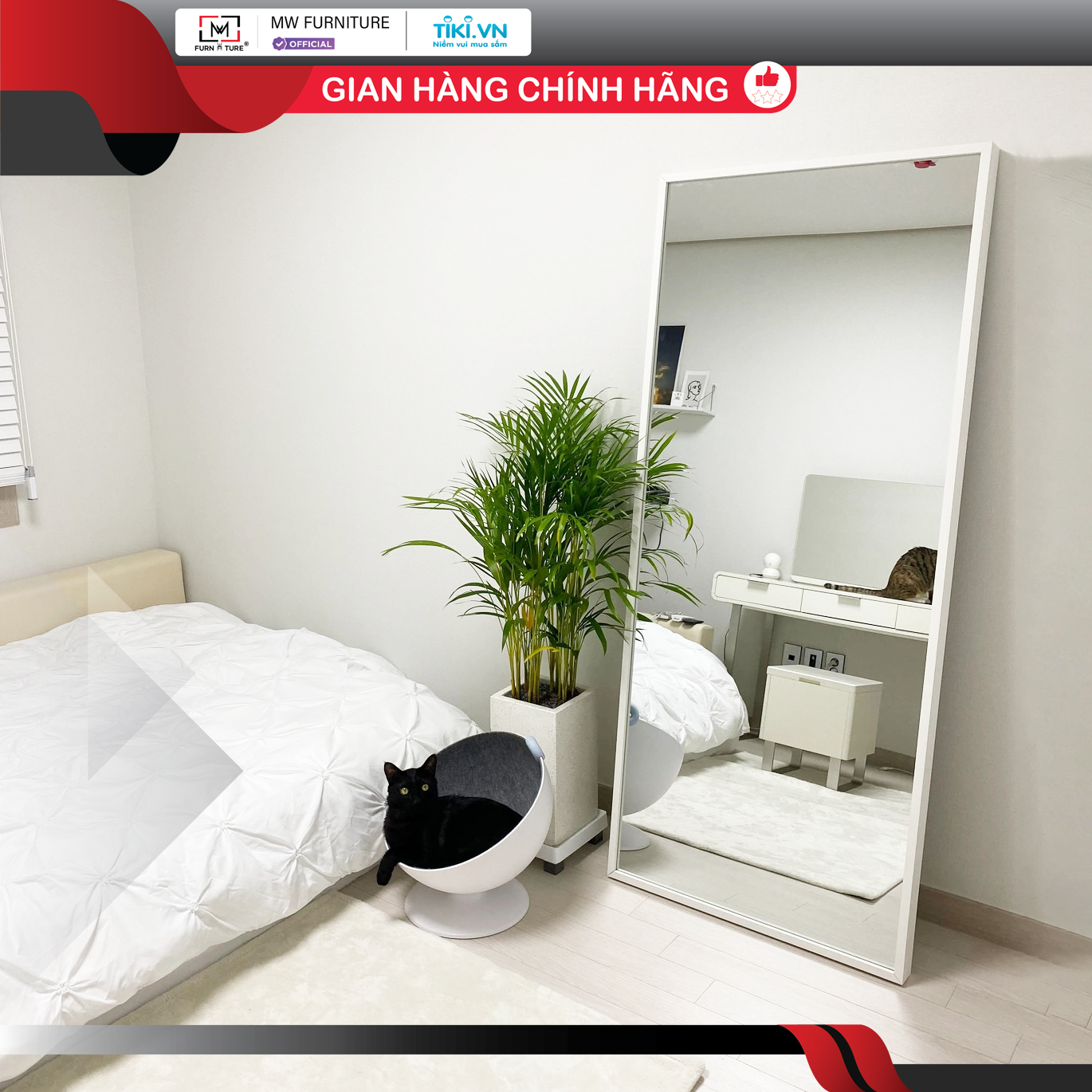 [SIZE70x1M7] GƯƠNG SOI TOÀN THÂN CÓ CHÂN ĐỨNG MÀU TRẮNG/ĐEN - STANDING MIRROR 70CM