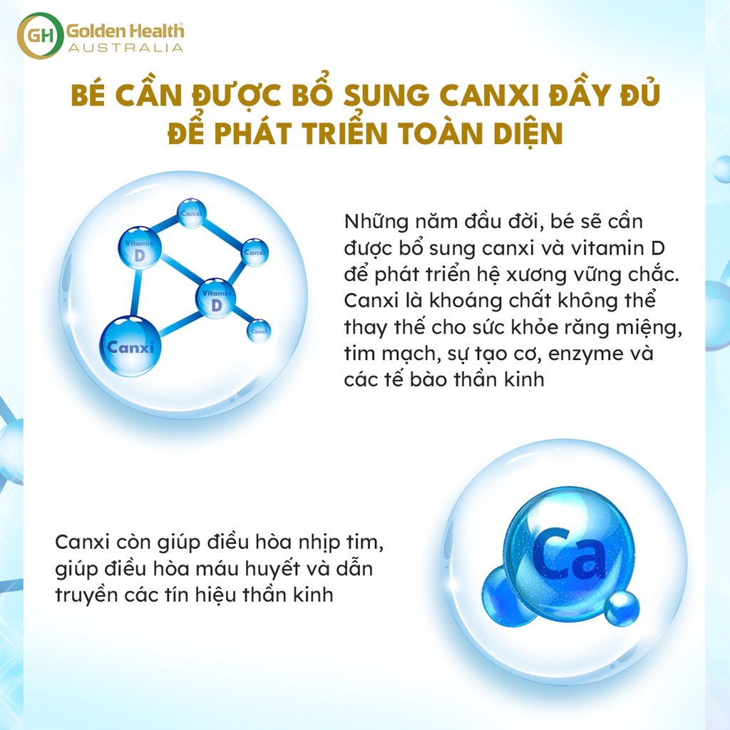 Viên uống Canxi cho bé Golden Health Kids Milk Calcium - hỗ trợ xương chắc khỏe,  phát triển chiều cao cho trẻ