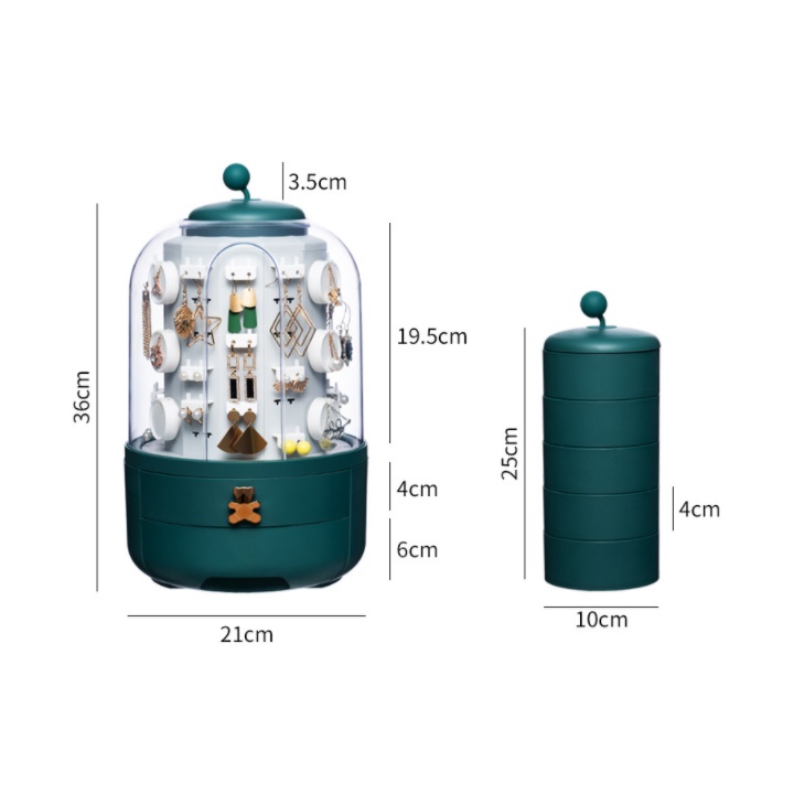 Hộp đựng đồ trang sức sang trọng nhẹ ,hộp lưu trữ hoa tai trưng bày vòng cổ đứng cao cấp tinh tế chống bụi có nắp đậy giao màu ngẫu nhiên