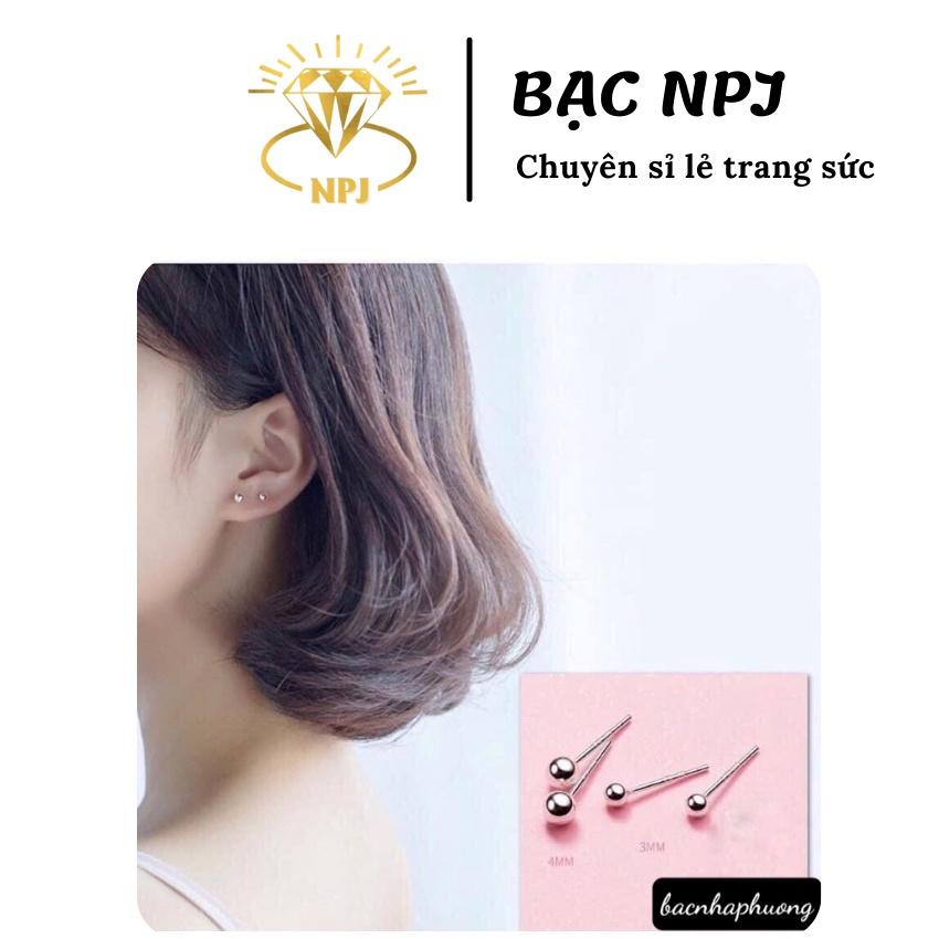 Bông Tai Nụ Trơn, Hoa tai nụ trơn cá tính , Bạc Ta -Bạc npj