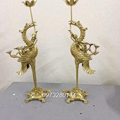 Đôi hạc thờ bằng đồng nguyên chất cao 47cm
