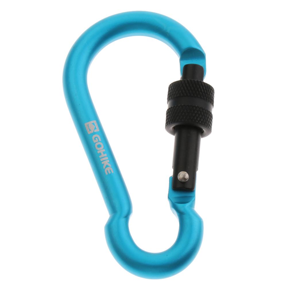 Outdoor Aluminum Alloy Climbing Screw Locking Keychain Hook golden orange