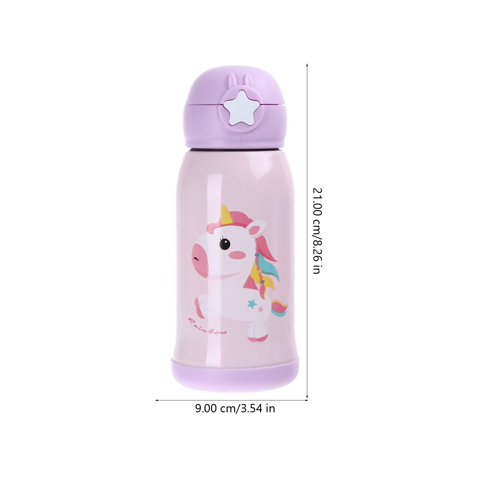 1Pc 500ML Di Động Thép Không Gỉ Trẻ Em Giữ Nhiệt Cốc Cốc Hút Chân Không Trẻ Em Dễ Thương Nhiệt Nước Thermocup Có Ống Hút màu Tím