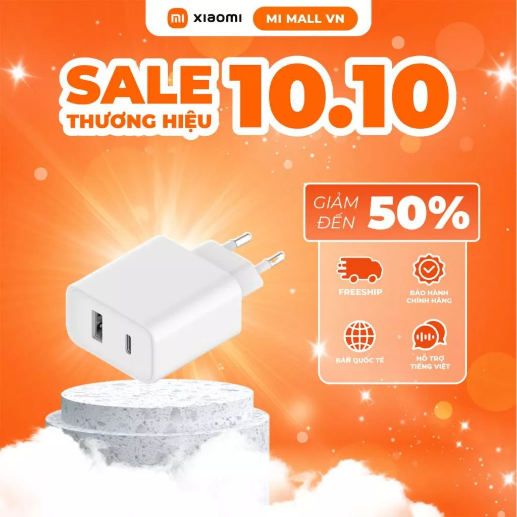 Củ Sạc Nhanh Xiaomi Mi 33W Wall Charger (Type A + Type C) EU - Hàng Chính Hãng