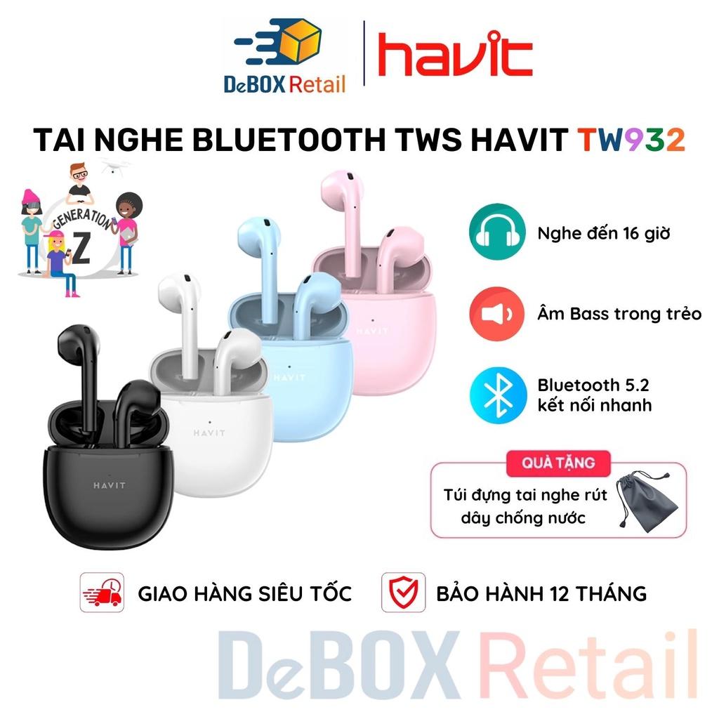 Tai Nghe Không Dây TWS HAVIT TW932 Bluetooth 5.2 Âm Bass Tăng Cường, Driver 13mm - Hàng Chính Hãng