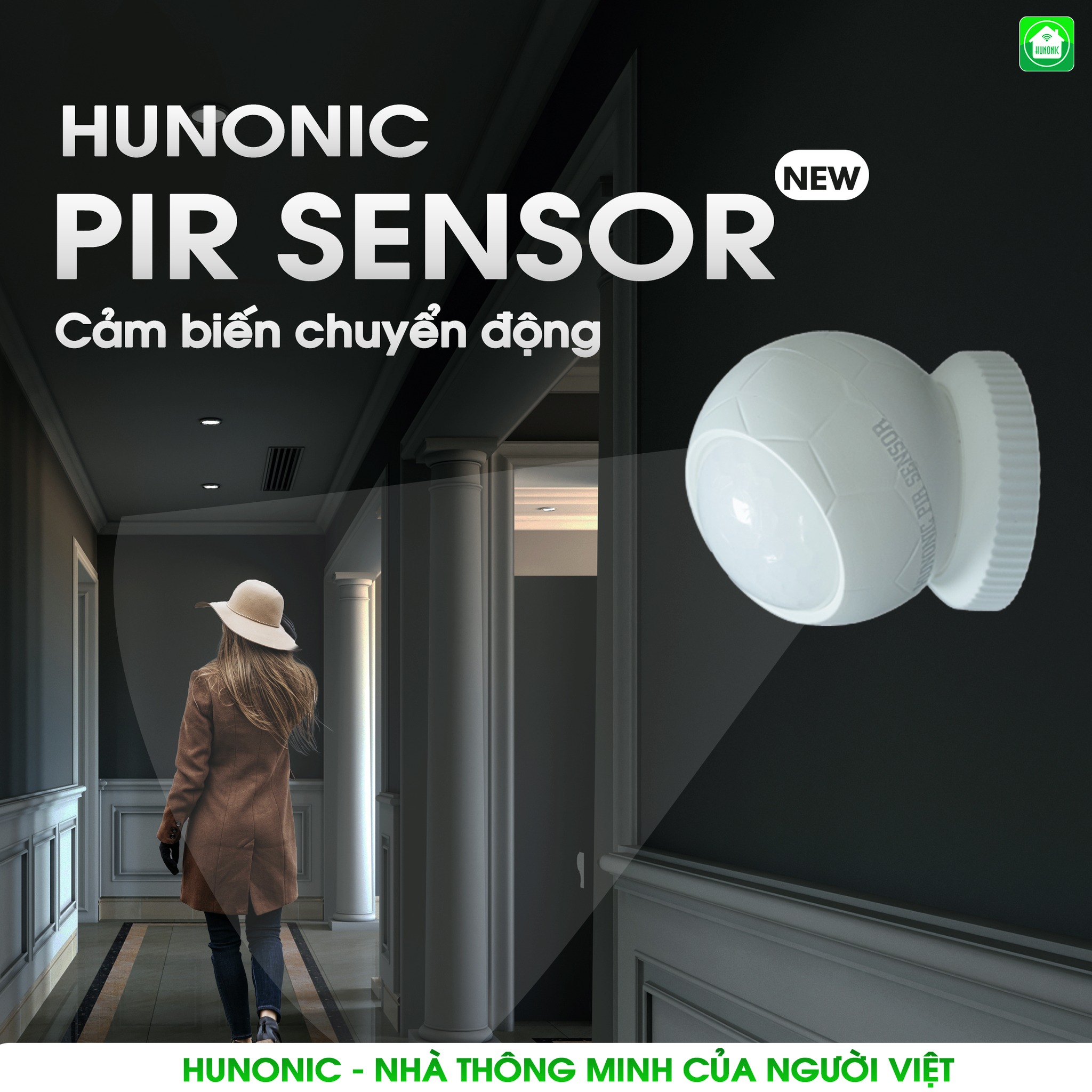 Cảm Biến Chuyển Động Hunonic Hình Cầu - Phát Hiện Chuyển Động, Thiết Kế Thông Minh, Dễ Dàng Lắp Đặt