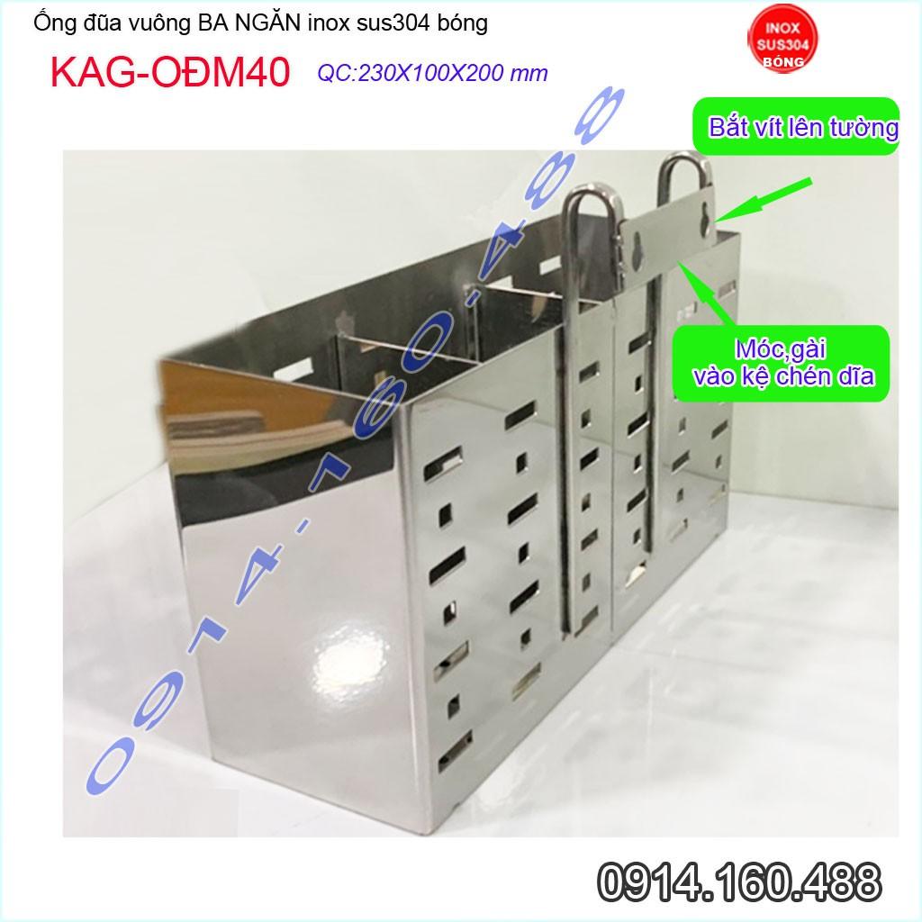 Ống đũa vuông SUS304 KAG-ODM40, Ống đựng đũa 3 inox dập khuôn cao cấp thiết kế đẹp sang trọng tinh tế từng chi tiết