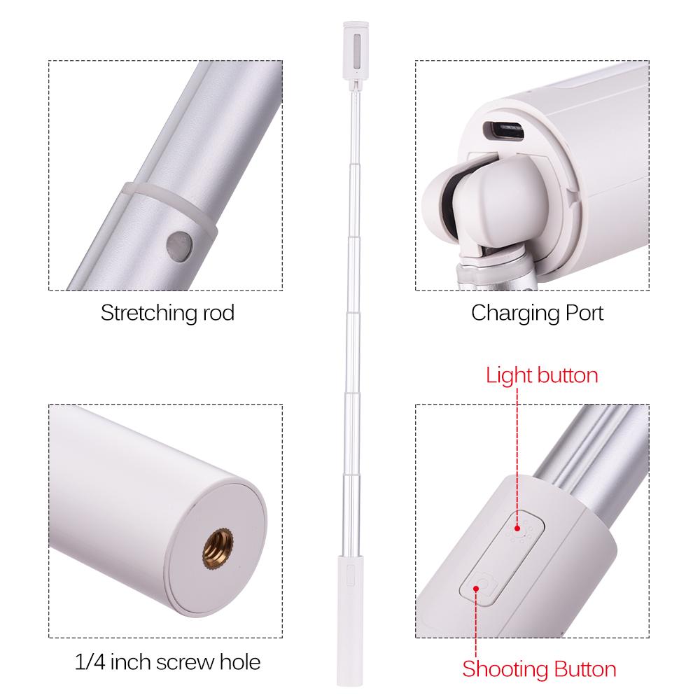 Gậy chụp ảnh tự sướng không dây có thể mở rộng di động Monopod cầm tay với 3 mức điều khiển độ sáng