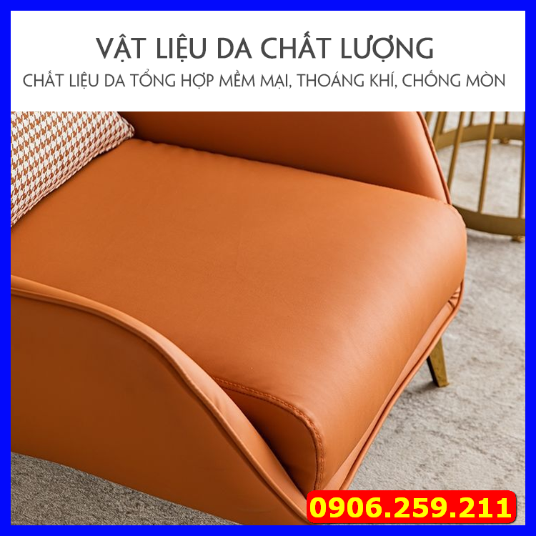 Ghế Sofa Da Pu cao cấp - Ghế Sofa thư giãn kèm đôn - Ghế Sofa phòng khách mang phong cách Bắc Âu