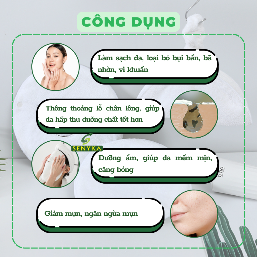 Khăn mặt nạ xông hơi, khăn mặt nạ chườm nóng giữ nhiệt thấm hút tốt, thoáng lỗ chân lông, kèm quai đeo mềm mịn CN057