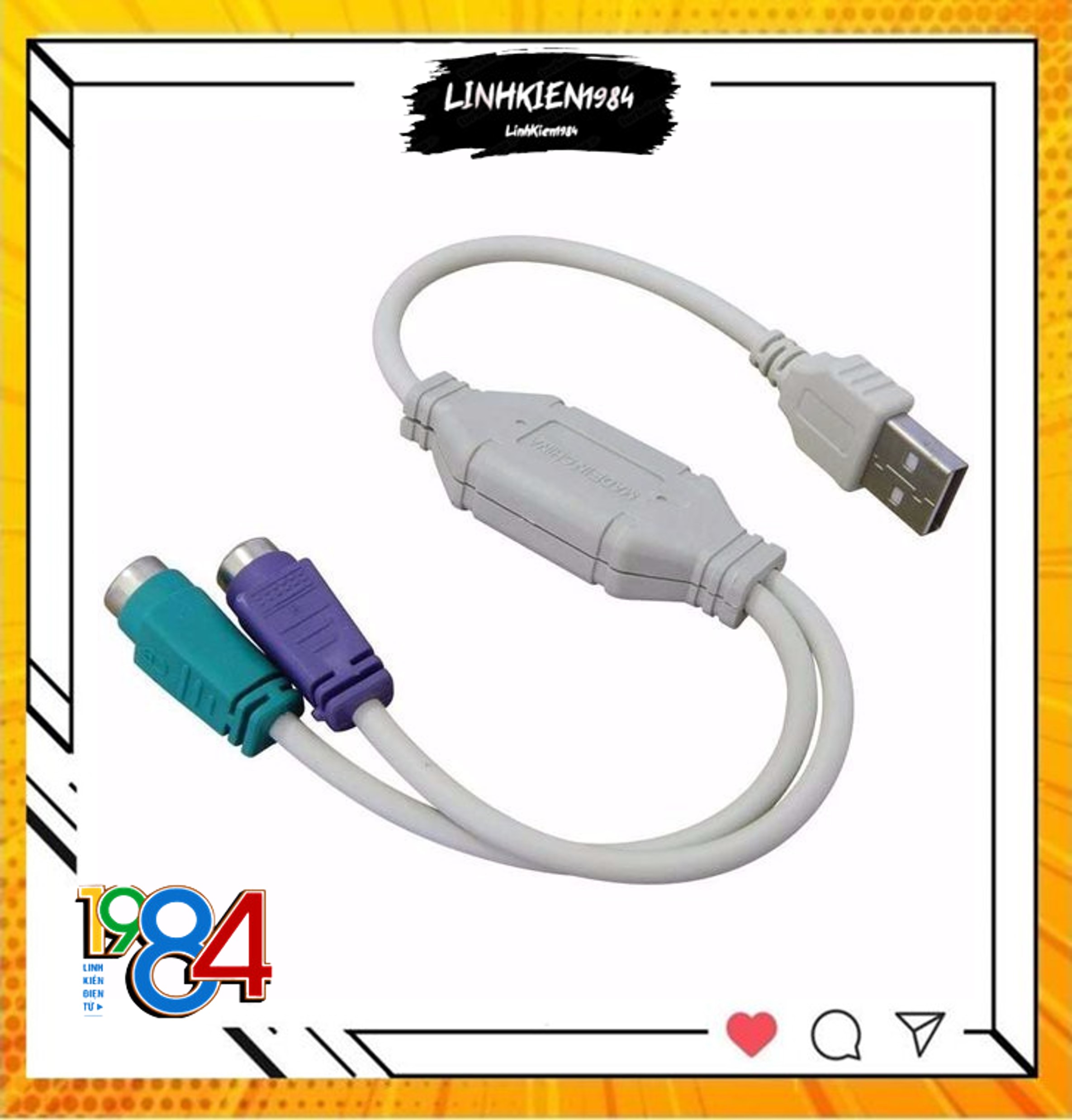 Cáp chuyển USB sang PS2 (Trắng)