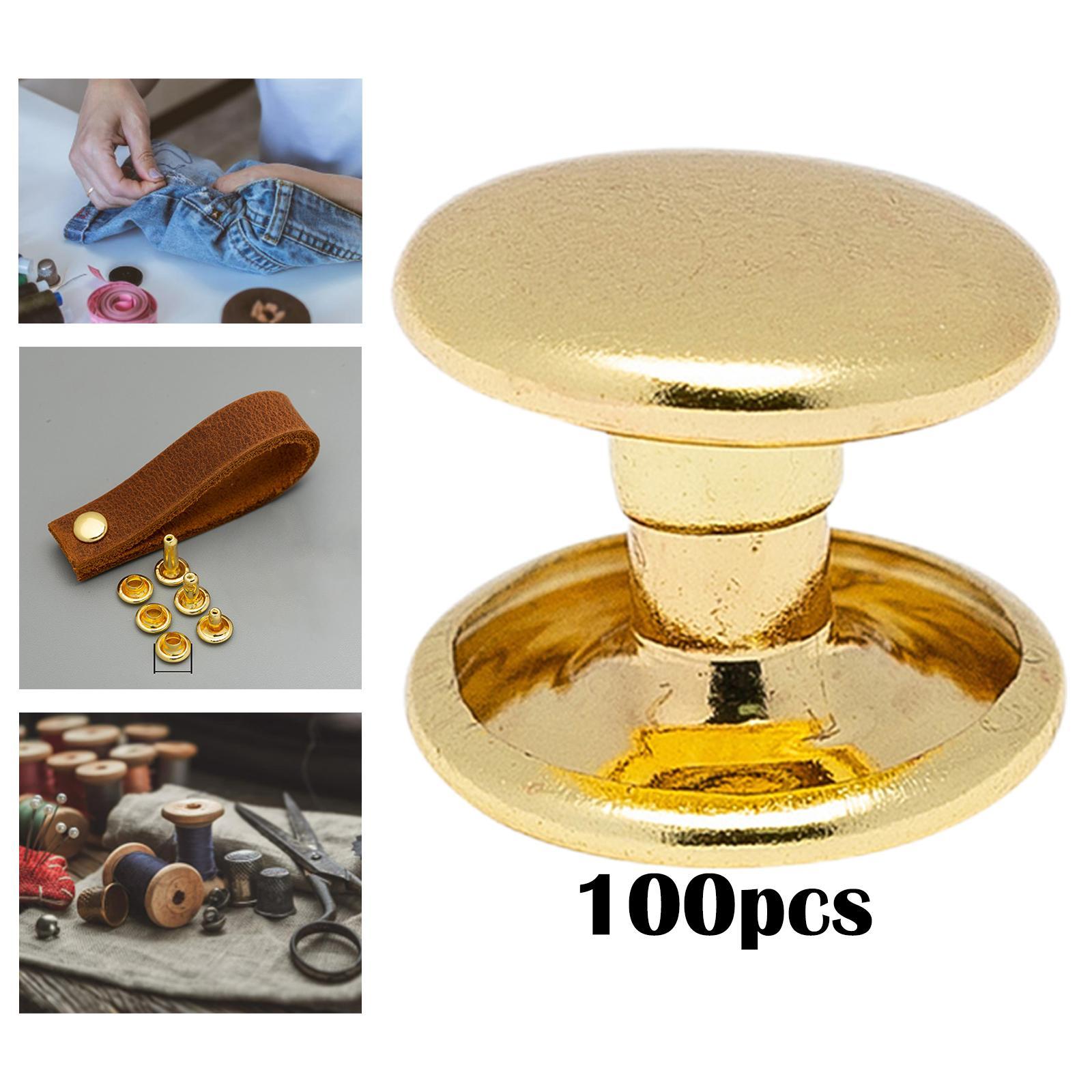 100Pcs Pure Brass Screw Rivets Double Caps Decorative Button Studs for Shoes Bag