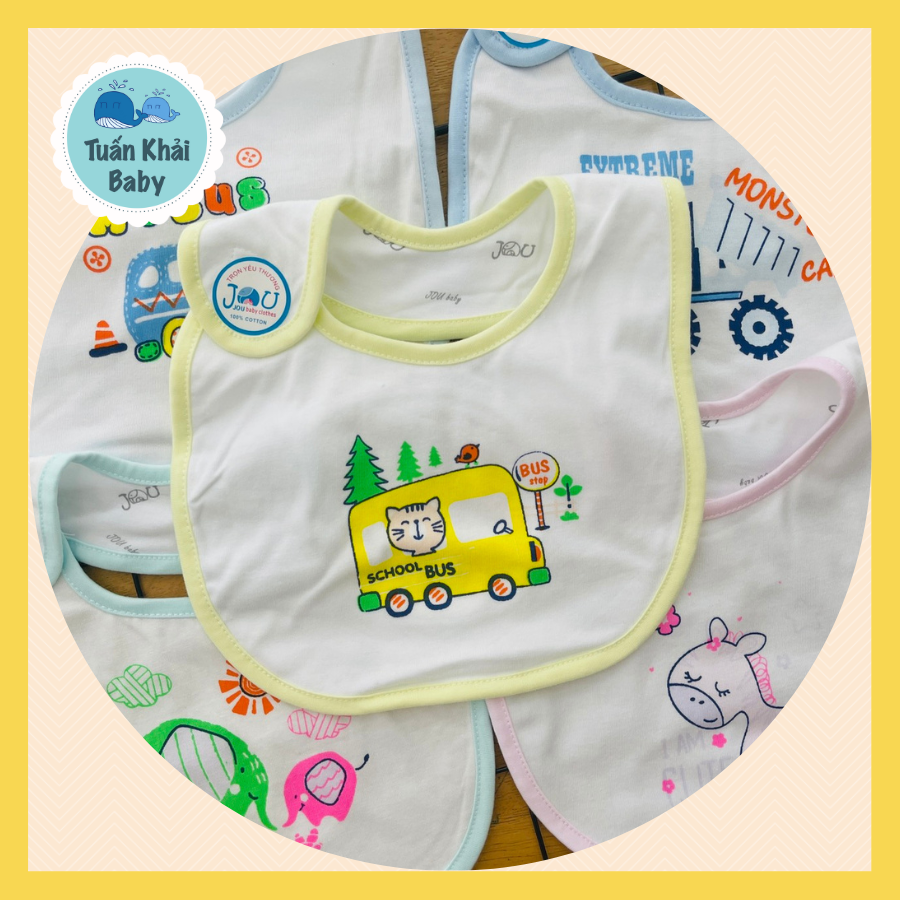 Set 3 Yếm sơ sinh cotton 2 lớp mềm, mịn, đẹp JOU-TomTomBaby cho bé trai, bé gái