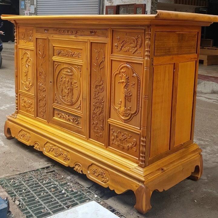 Tủ thờ gỗ mít trạm tam đa