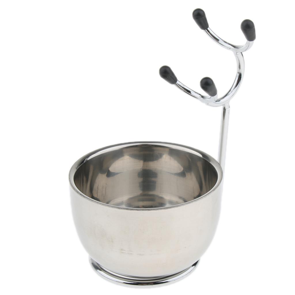 Professional Men's Grooming Shaving Set, Including Beard Brush + Stainless Stand Holder + Cream Soap Bowl Mugs Cup
