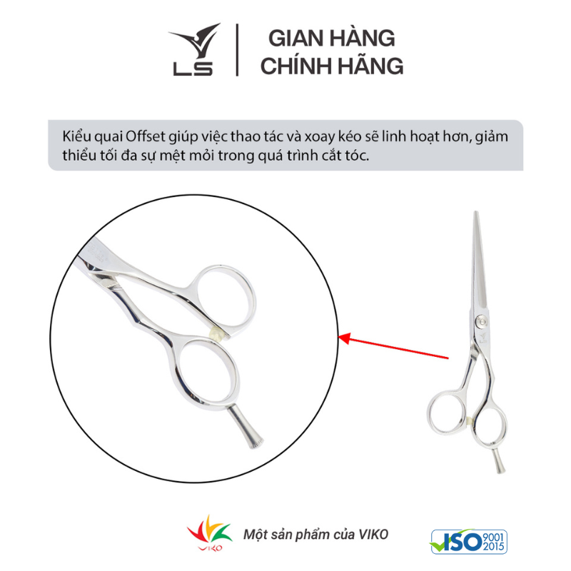 Kéo cắt tóc LS lưỡi thẳng quai offset phẳng đỡ ngón tháo rời CB11/5.5