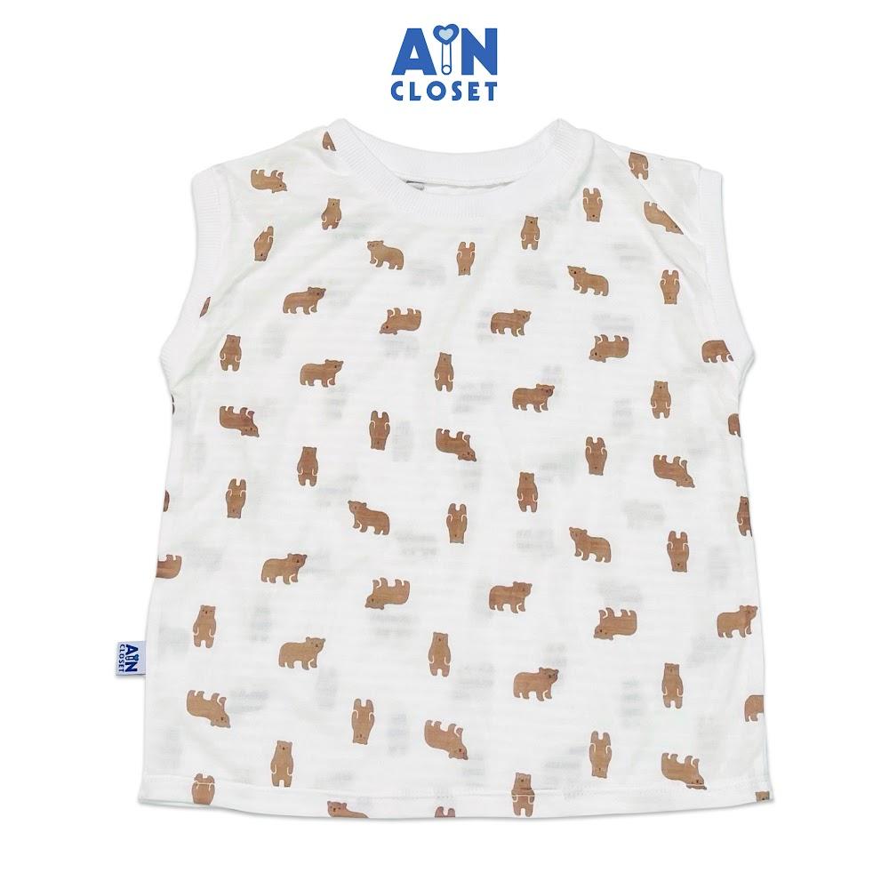 Áo ngắn tay unisex cho bé họa tiết Gấu Nâu thun giấy - AICDMEEYPUNL - AIN Closet