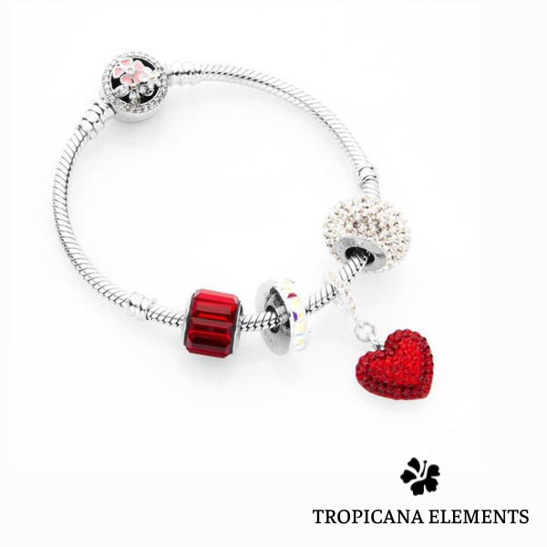 Vòng Tay Tropicana Phối Charm Swarovski Trái Tim Rực Lửa II