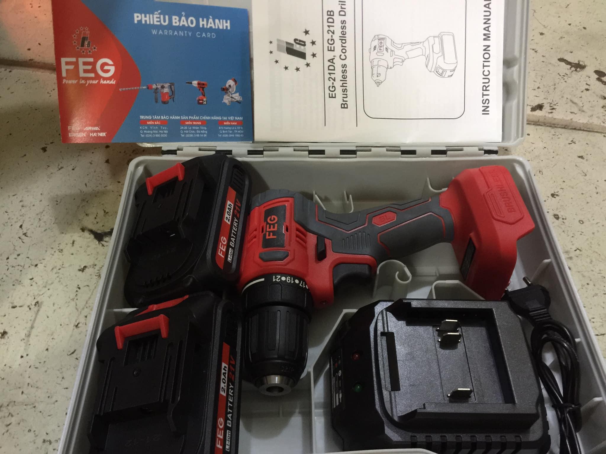MÁY KHOAN VẶN VÍT DÙNG PIN 21V FEG EG-21DB - HÀNG CHÍNH HÃNG