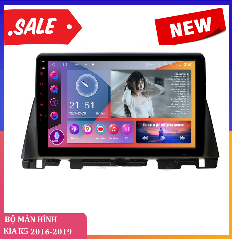 Màn hình DVD android A.5 lắp sim 4G thu phát wifi,XE KIA K5 2016-2019 gồm mặt dưỡng+jack nguồn theo xe .KÍNH CƯỜNG LỰC 2.5 D,tặng pm V.I.E.T.M.A.P.S.1 chỉ đường tiện ích, màn hình ô tô cho các dòng xe