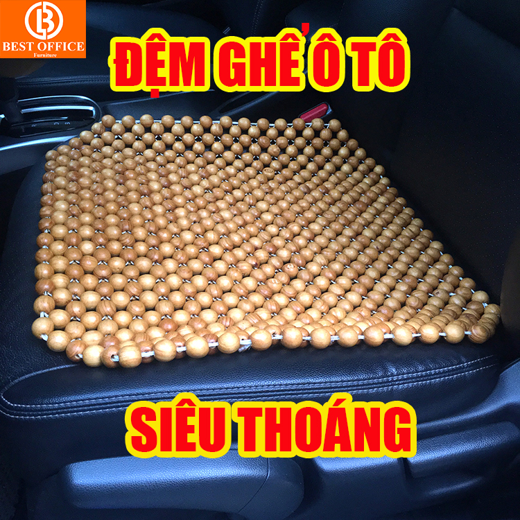 Lót ghế hạt gỗ Thông đa năng, lót ghế văn phòng, ghế ô tô KT 45x45cm , Massage hiệu quả [Tặng 1 vòng dâu tằm đeo tay]