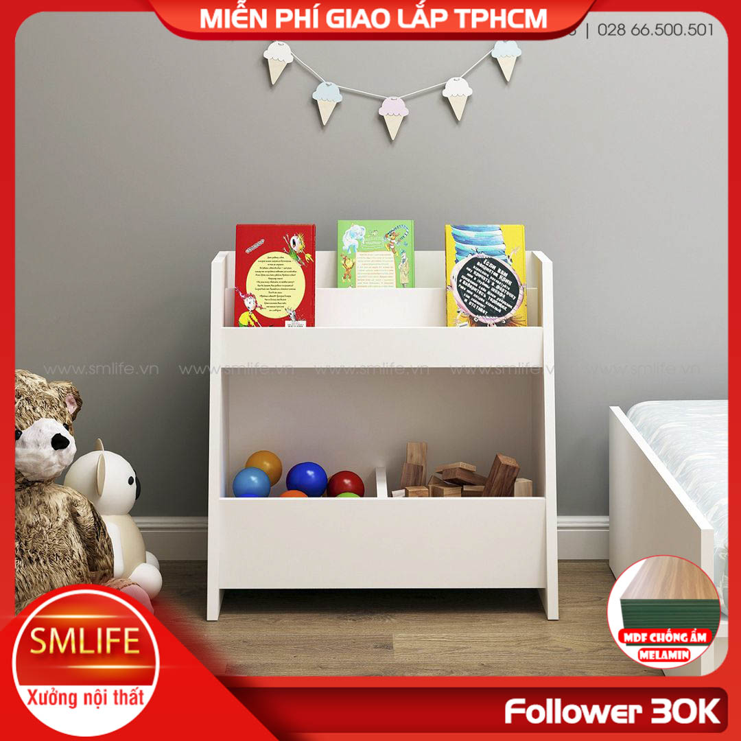 Kệ để đồ chơi cho bé SMLIFE Kanabra | Gỗ MDF dày 17mm chống ẩm | D60xR30xC60cm